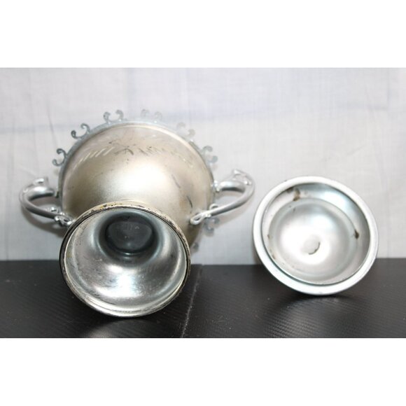 Vintage Silver Sugar Bowl With Lid And Unique Designs - Picture 9 of 9